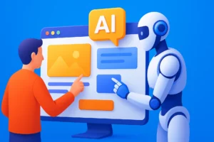 אדם ורובוט בונים אתר יחד באמצעות טכנולוגיית AI